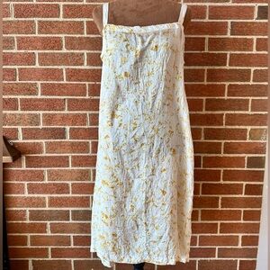 Made in Italy Artisan Sleeveless Yellow Cream 100% Silk Dress, Size 3 S/M
